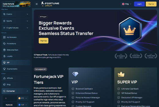 VIP program p&aring; FortuneJack Casino 