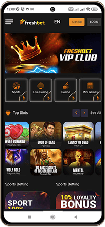 Freshbet Casinos Hovedside p&aring; Mobilsk&aelig;rm