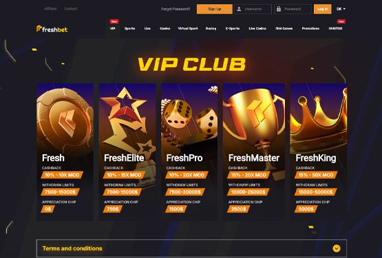 VIP program p&aring; Freshbet Casino