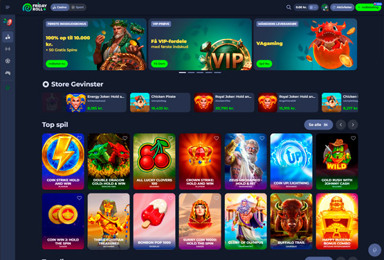 Hovedside p&aring; FridayRoll Casino Site