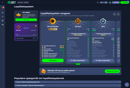 VIP program p&aring; FridayRoll Casino