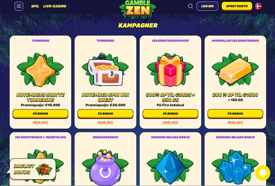 Bonusser og kampagner p&aring; Gamblezen Casino