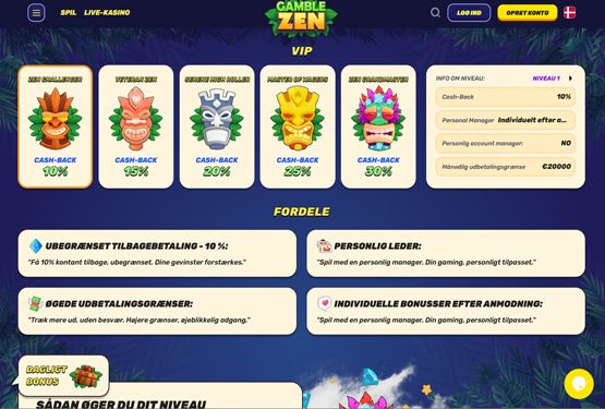 VIP program p&aring; Gamblezen Casino