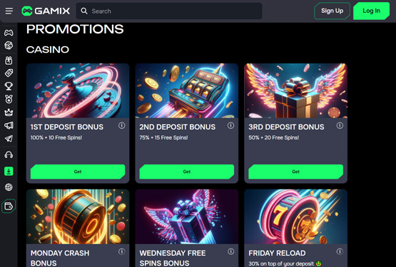 Bonusser og kampagner p&aring; Gamix Casino