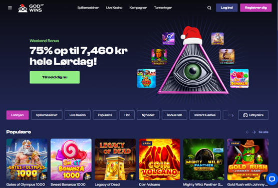 Hovedside p&aring; God Of Wins Casino Site