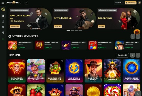 Hovedside p&aring; Goldzino Casino Site