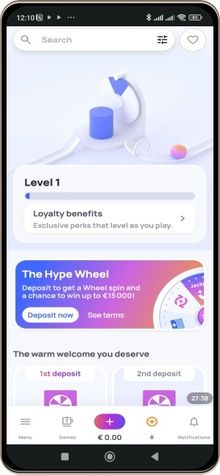 Hypekasino Hovedside p&aring; Mobilsk&aelig;rm