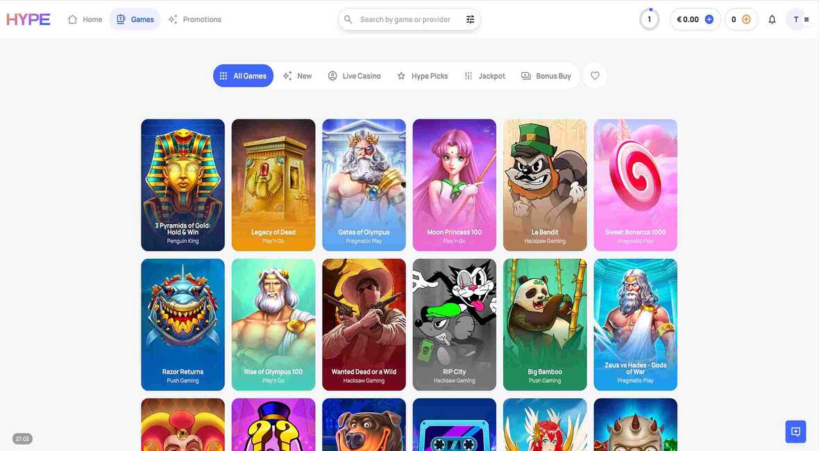 Spilleautomater i Hypekasino