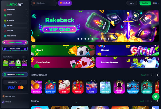 Hovedside p&aring; Jackbit Casino Site