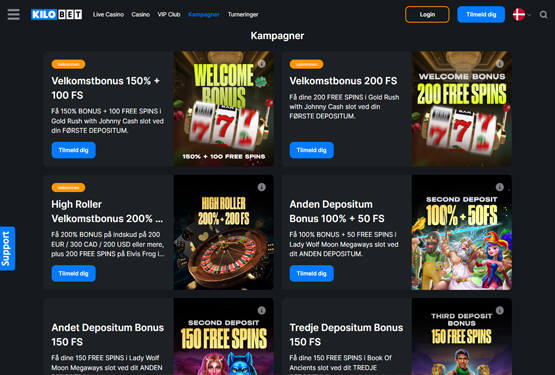 Bonusser og kampagner p&aring; Kilobet Casino