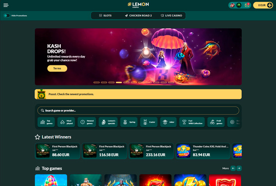 Hovedside p&aring; Lemon Casino Site