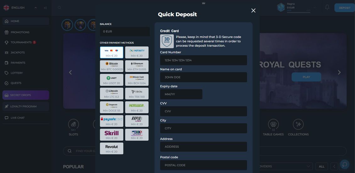 Loki Casino registreringsproces trin 3