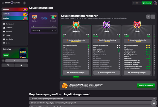 VIP program p&aring; Luckycapone Casino