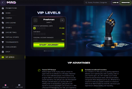 Velkomstpakke p&aring; Madcasino