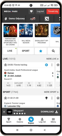 Megapari casino p&aring; mobil