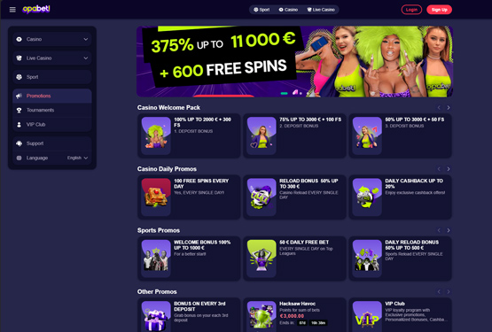 Bonusser og kampagner p&aring; Opabet Casino