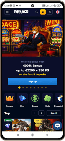 Rioace Casinos Hovedside p&aring; Mobilsk&aelig;rm