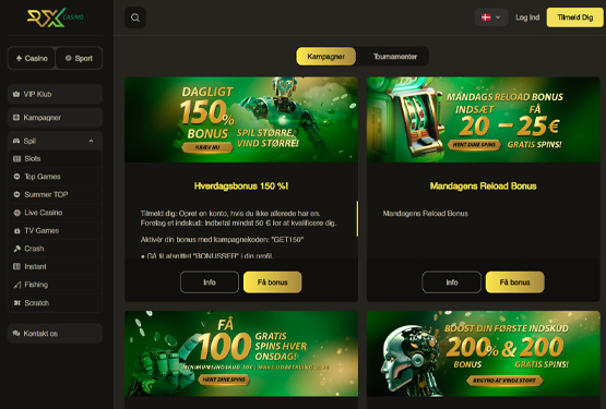 Bonusser og kampagner p&aring; RX Casino