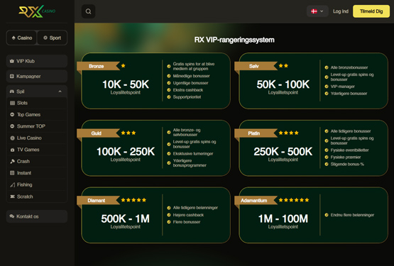 VIP program p&aring; RX Casino