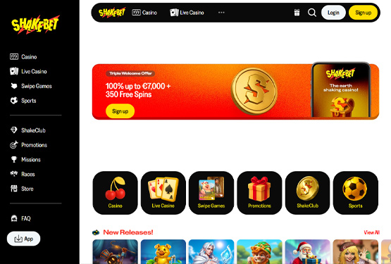 Hovedside p&aring; Shakebet Casino Site