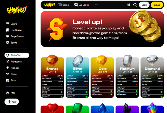VIP program p&aring; Shakebet Casino 
