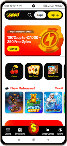 Shakebet Casinos Hovedside p&aring; Mobilsk&aelig;rm
