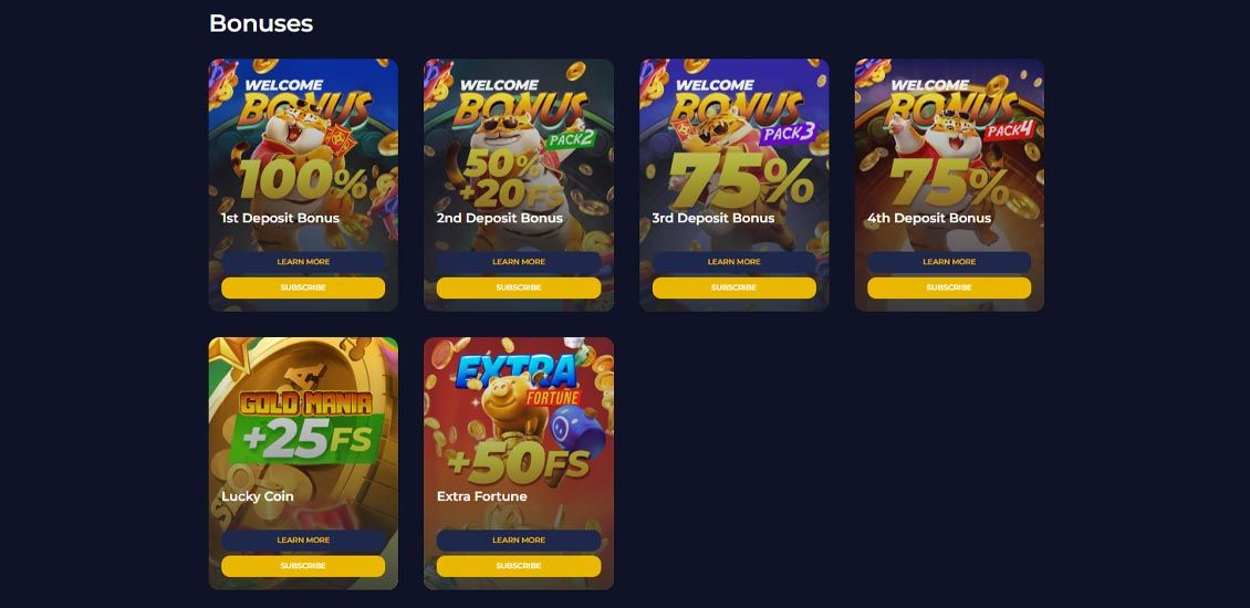 Bonussiden p&aring; Sloterra Casino -webstedet