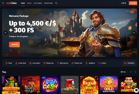Slotlords Casino hovedsiden