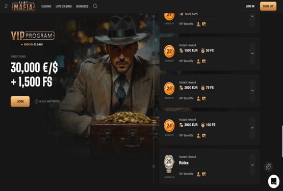 VIP program p&aring; Slotmafia Casino