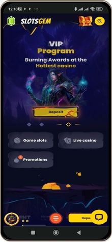 Slotsgem Casinos Hovedside på Mobilskærm