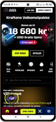 Slotsvader Casinos Hovedside p&aring; Mobilsk&aelig;rm