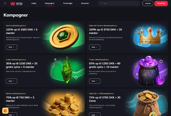 Bonusser og kampagner p&aring; SpinEmpire Casino