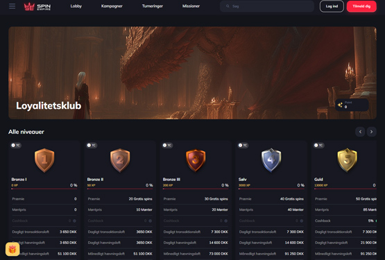 VIP program p&aring; SpinEmpire Casino