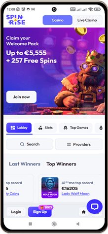 Spinrise Casinos Hovedside p&aring; Mobilsk&aelig;rm