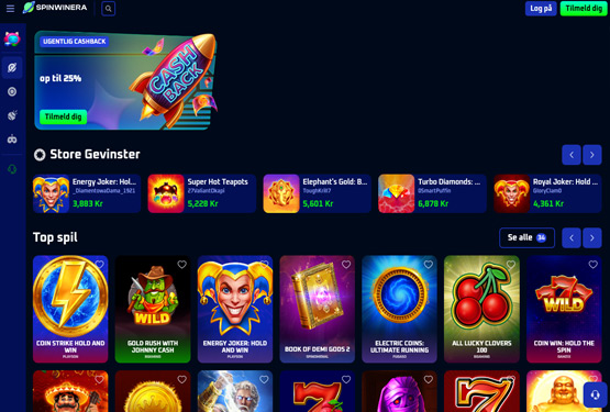 Hovedside p&aring; Spinwinera Casino Site