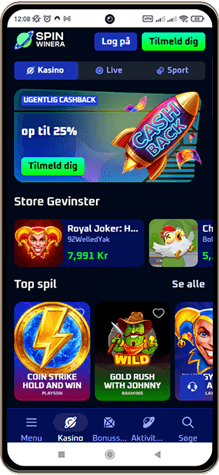 Spinwinera Casinos Hovedside p&aring; Mobilsk&aelig;rm
