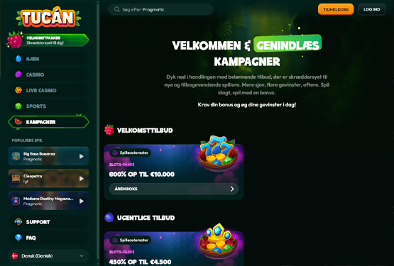Bonusser og kampagner p&aring; Tucan Casino