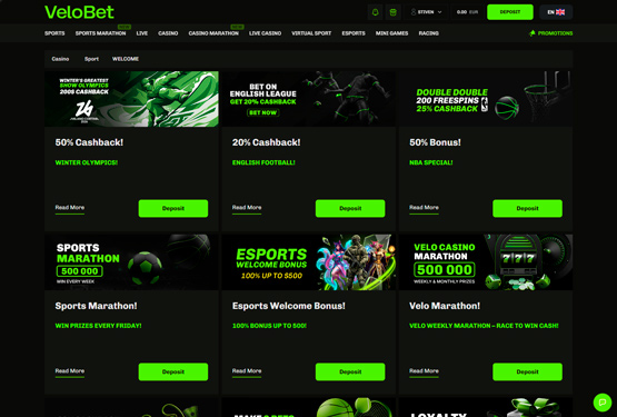 Bonusser og kampagner p&aring; VeloBet Casino