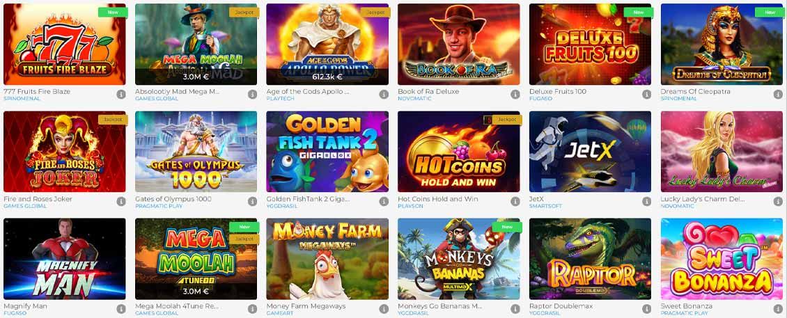 Liste over spilleautomater p&aring; Wolfy casino