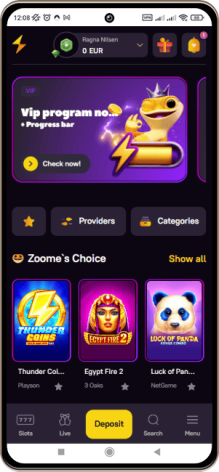 Zoome Casinos Hovedside p&aring; Mobilsk&aelig;rm