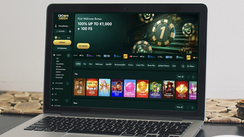 Crowngreen casino hovedside p&aring; notebook-sk&aelig;rmen