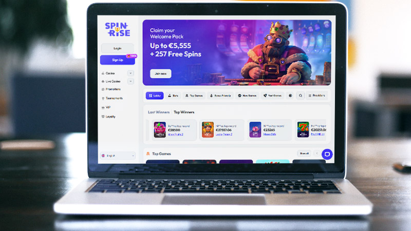 Spinrise Casino hovedside p&aring; den b&aelig;rbare computersk&aelig;rm